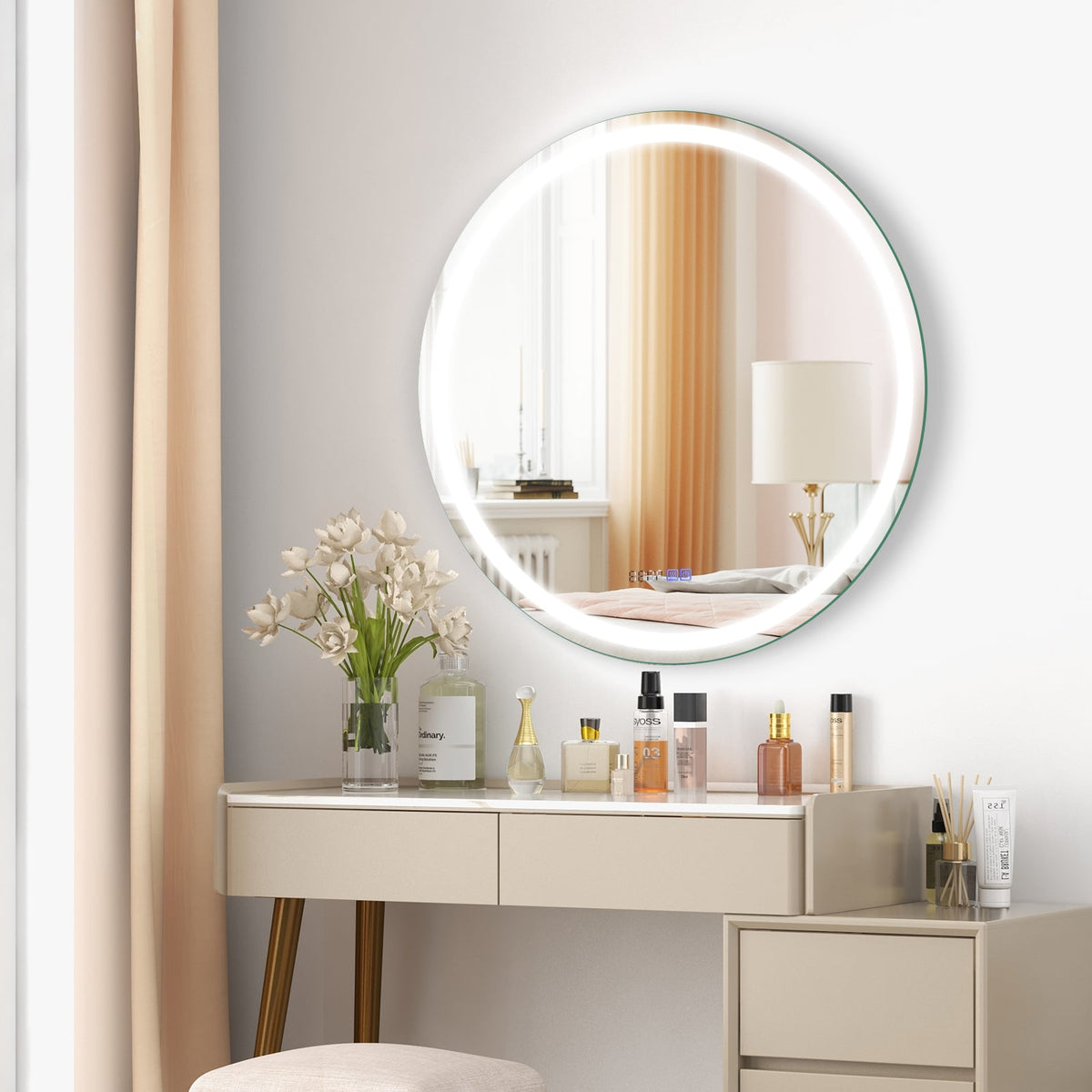 Miroir de salle de bains mural anti-buée LED 81 cm