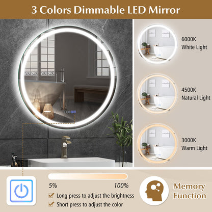Miroir de salle de bains mural anti-buée LED 81 cm