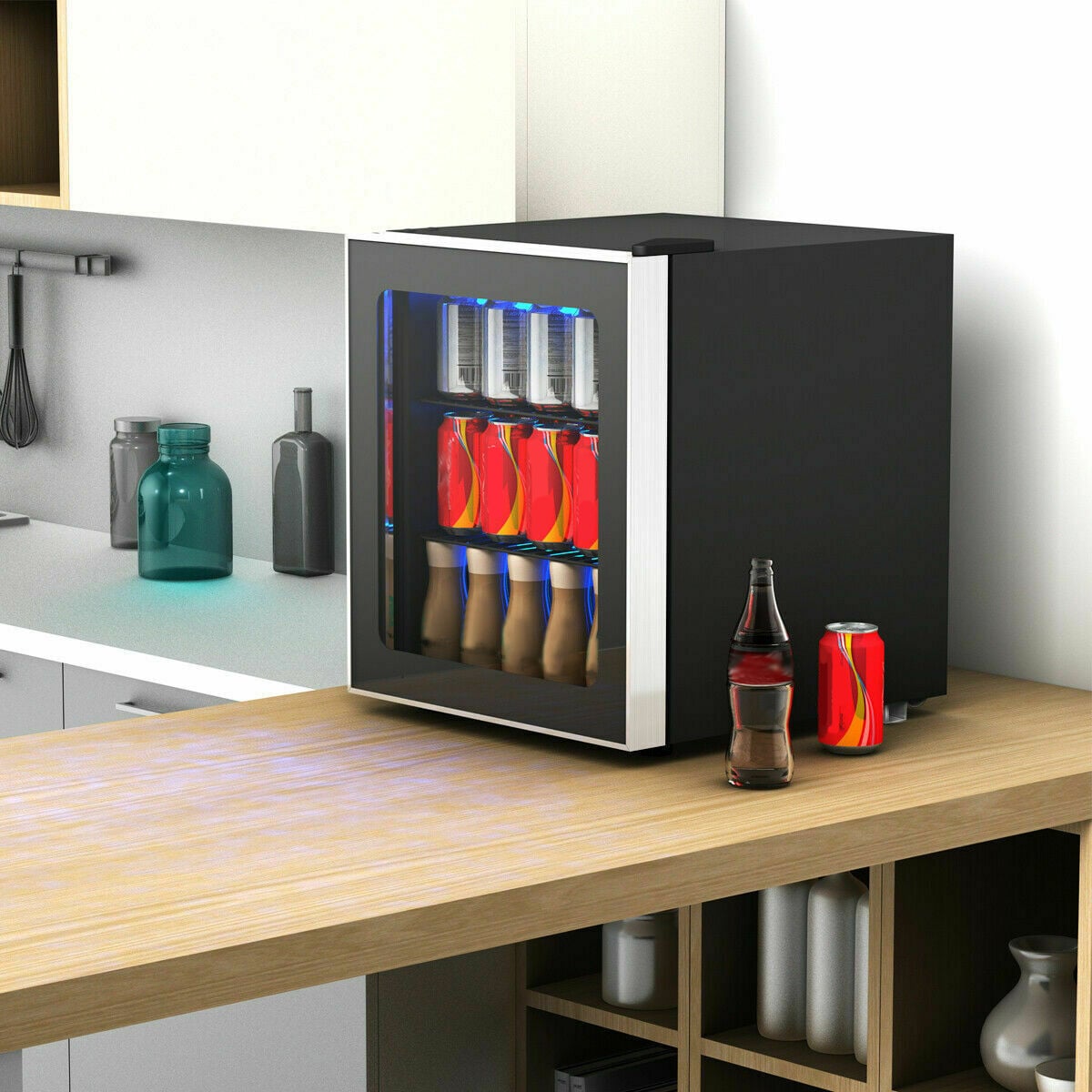 Mini réfrigérateur à boissons 60 canettes avec porte vitrée