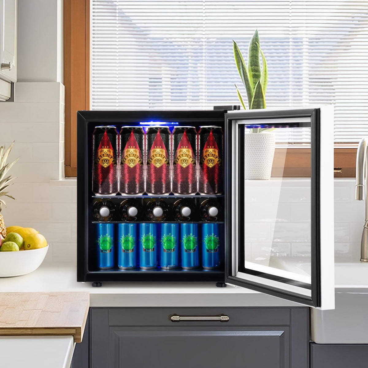 Mini réfrigérateur à boissons 60 canettes avec porte vitrée