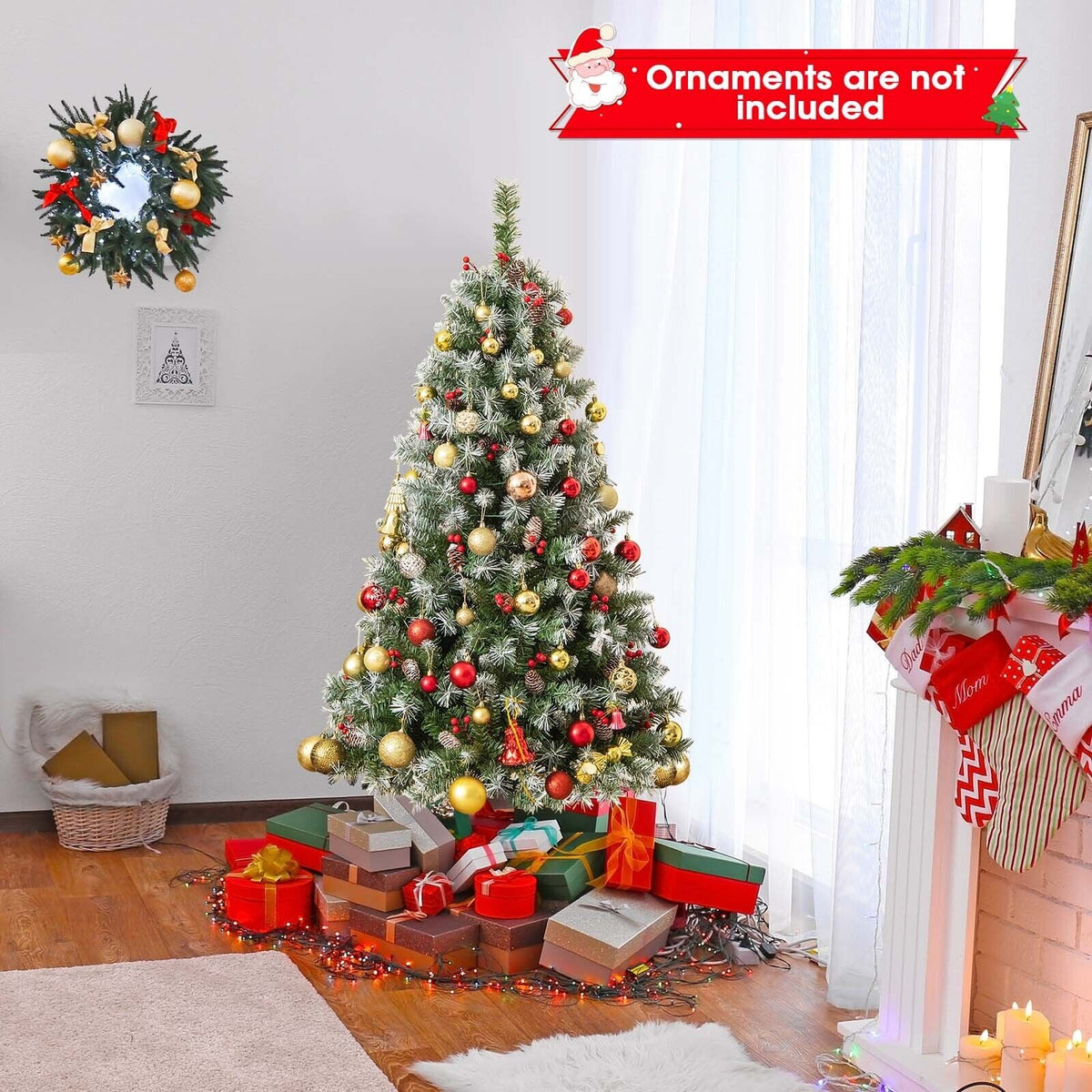 Arbre de Noël artificiel pré-éclairé de 152 cm avec lumières