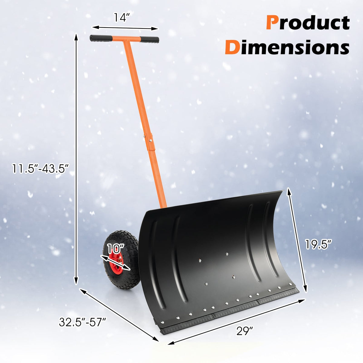Pousse-neige sur roues 74 cm pour l'entrée