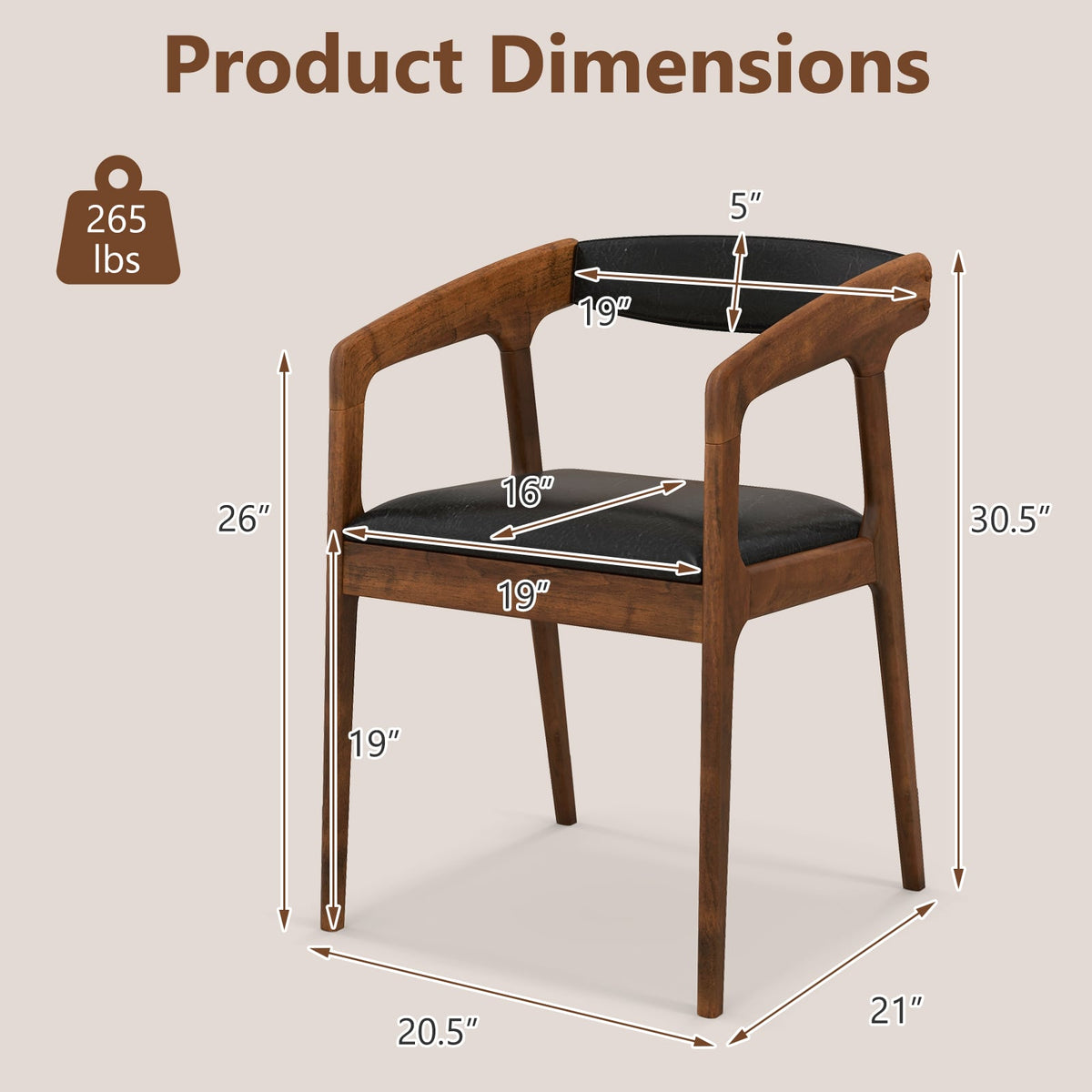 Chaise de salle à manger rembourrée — Lot de 2