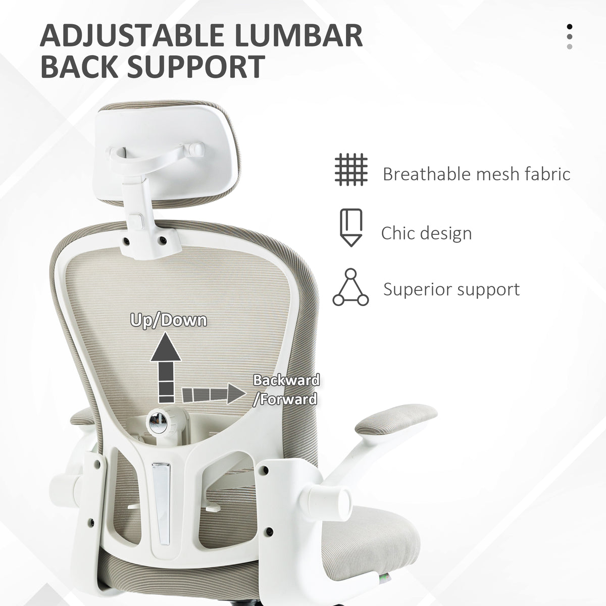 Silla de oficina ergonómica con soporte lumbar 4D