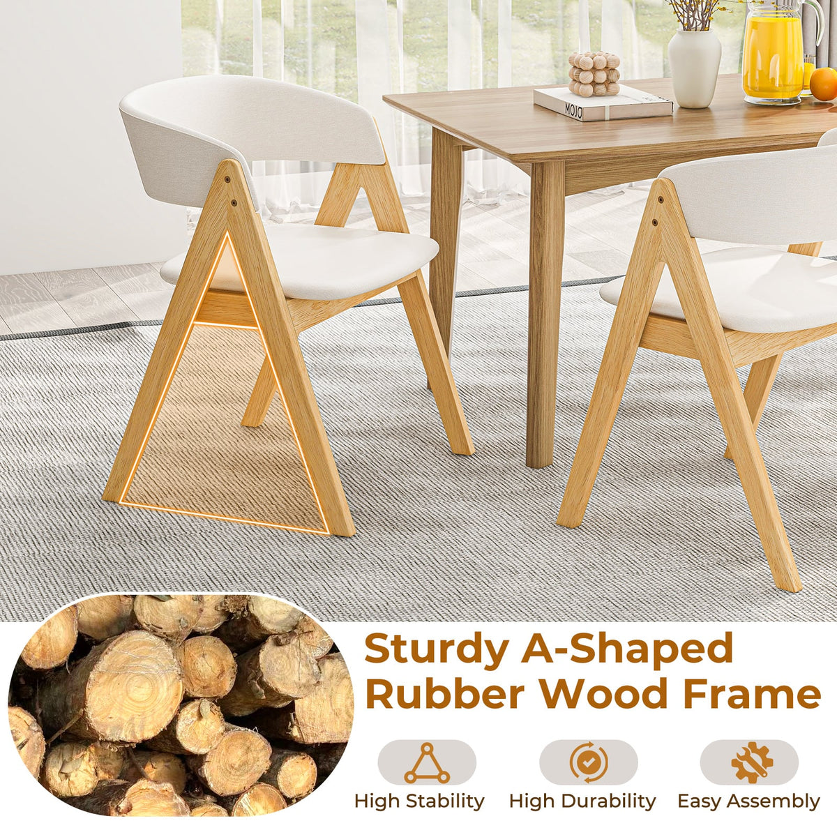 Chaises de salle à manger rembourrées — Lot de 2