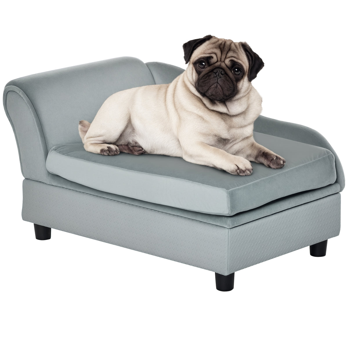 Pet sofa with storage natural wood