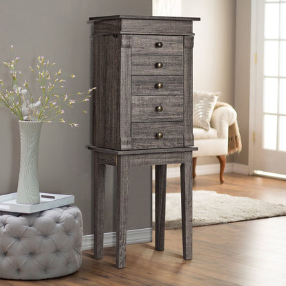 Armoire à bijoux sur pied avec miroir et pattes en bois