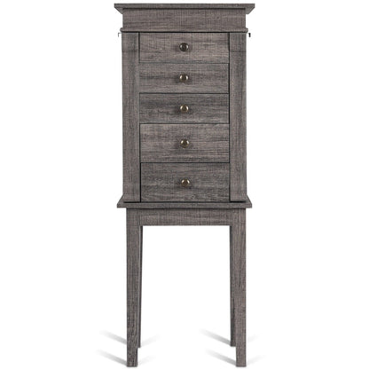 Armoire à bijoux sur pied avec miroir et pattes en bois