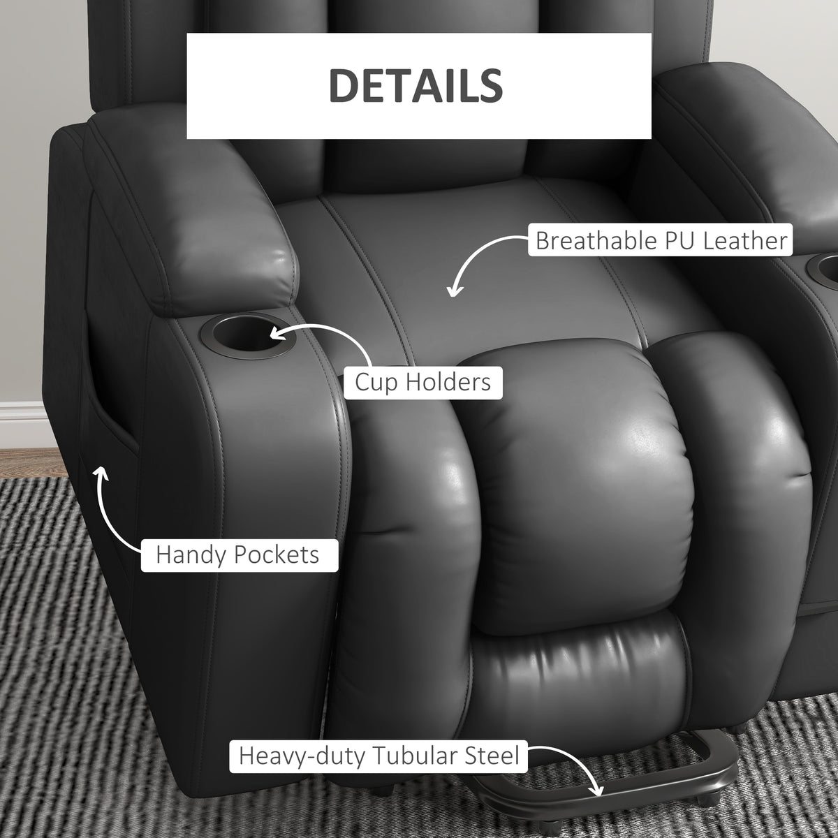 Sillón reclinable y elevador eléctrico de cuero sintético