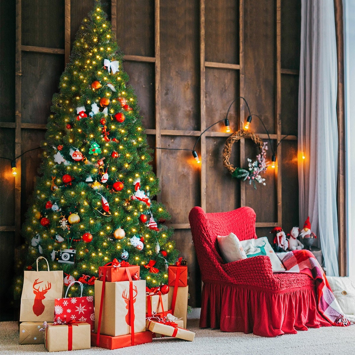 Arbre de Noël artificiel pré-éclairé 274 cm