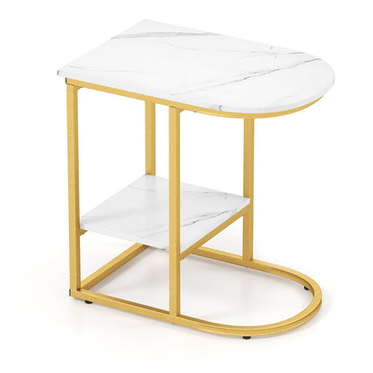 Table d'appoint en forme de C faux marbre