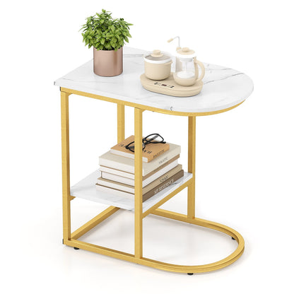 Table d'appoint en forme de C faux marbre