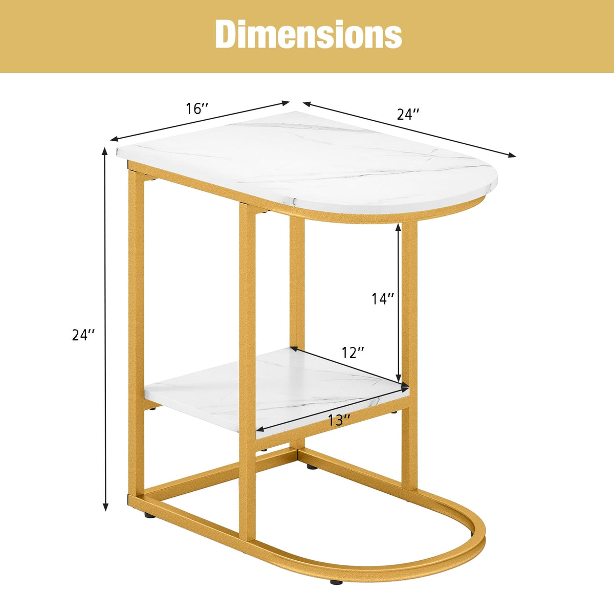 Table d'appoint en forme de C faux marbre