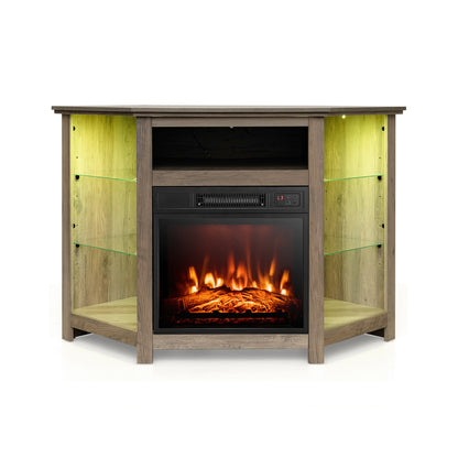 Meuble TV d'angle de 127 cm avec foyer électrique et DEL