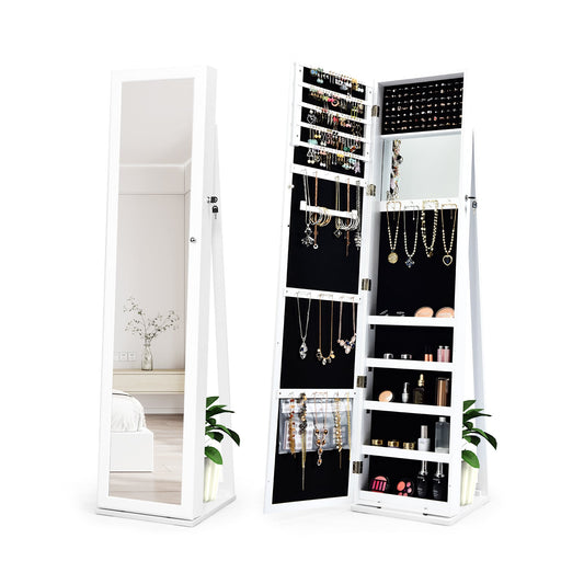 Armoire à bijoux verrouillable sur pied avec miroir pleine longueur