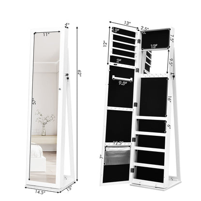 Armoire à bijoux verrouillable sur pied avec miroir pleine longueur