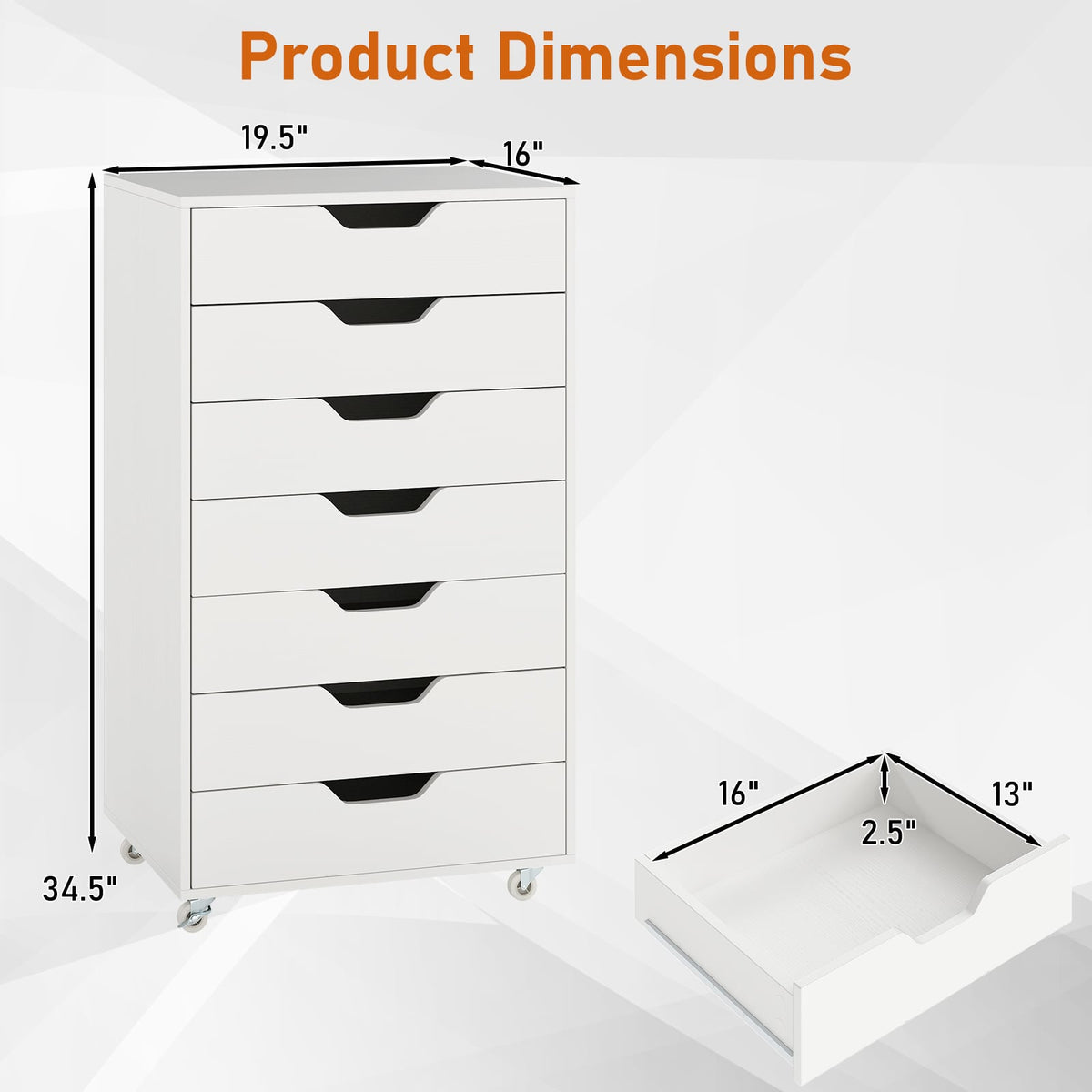 Caisson de rangement 7 tiroirs sur roulettes