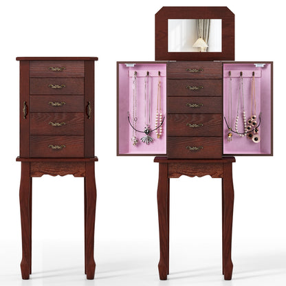 Armoire à bijoux sur pied à 5 tiroirs