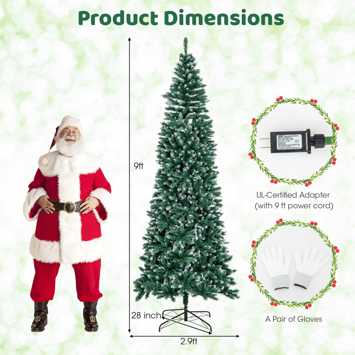 Arbre de Noël artificiel pré-éclairé 274 cm — Neuf