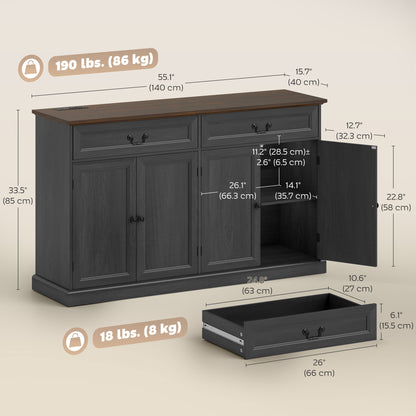 Farmhouse Engineered Wood Kitchen Buffet Cabinet