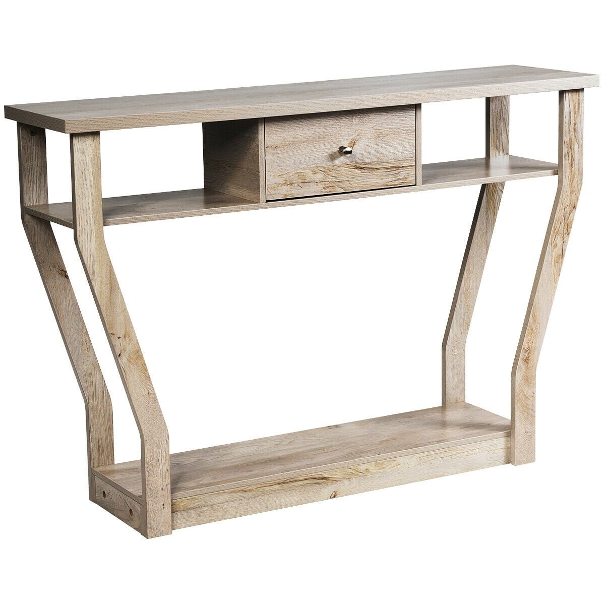 Table console moderne avec tiroir et tablettes