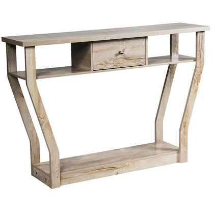 Table console moderne avec tiroir et tablettes
