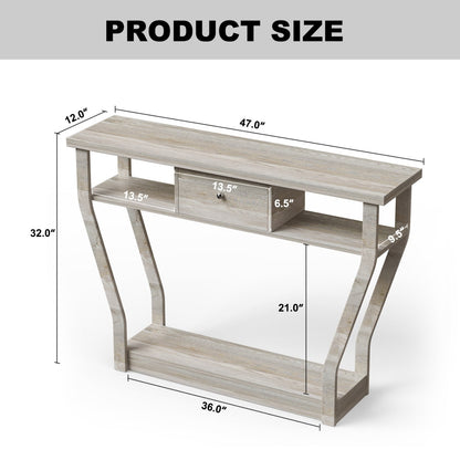 Table console moderne avec tiroir et tablettes