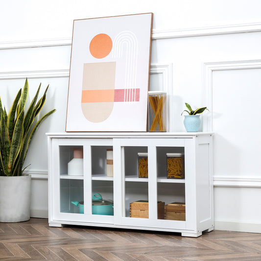 Modern Kitchen Sideboard with Glass Sliding Doors