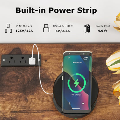 Meuble TV rustique avec prises électriques et rangement