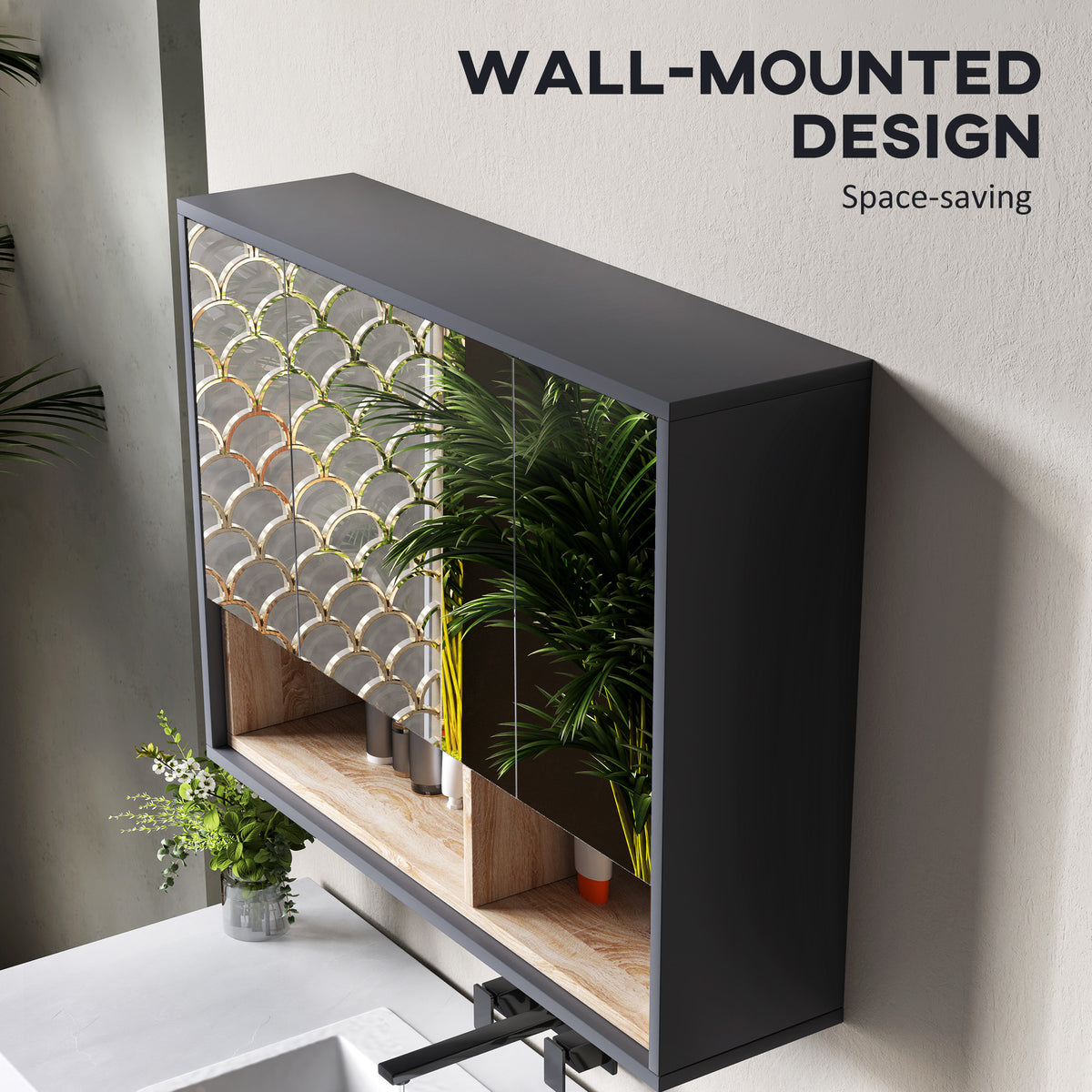 Wall mounted bathroom medicine cabinet with mirror
