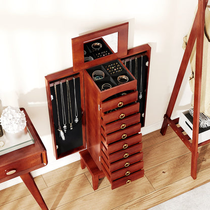 Armoire à bijoux avec miroir et 9 tiroirs