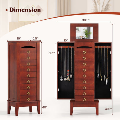 Armoire à bijoux avec miroir et 9 tiroirs