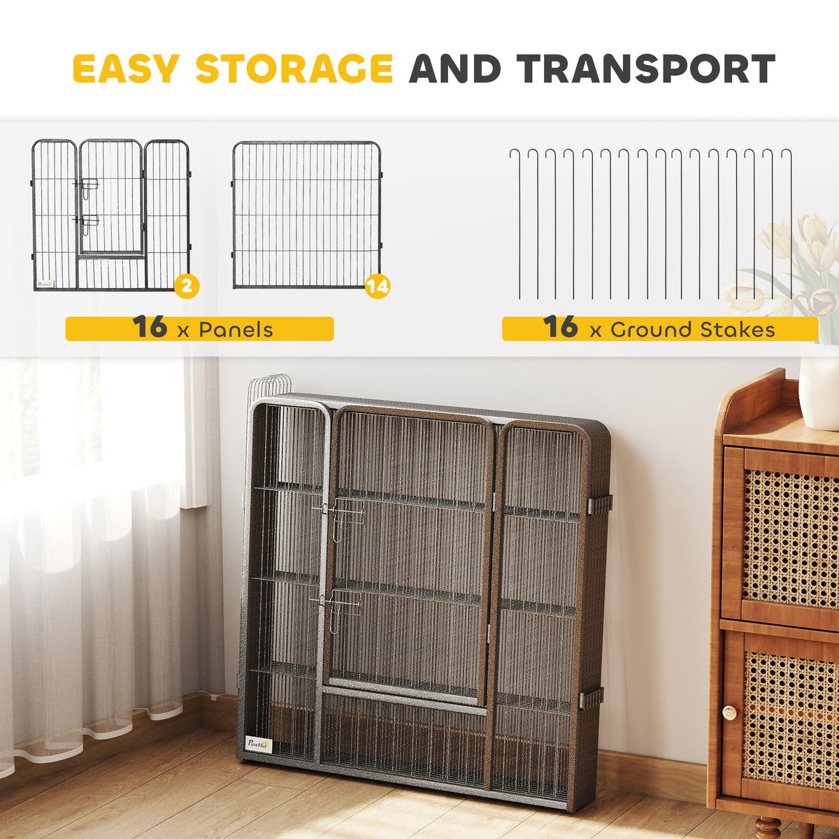 Heavy-duty modular steel dog playpen