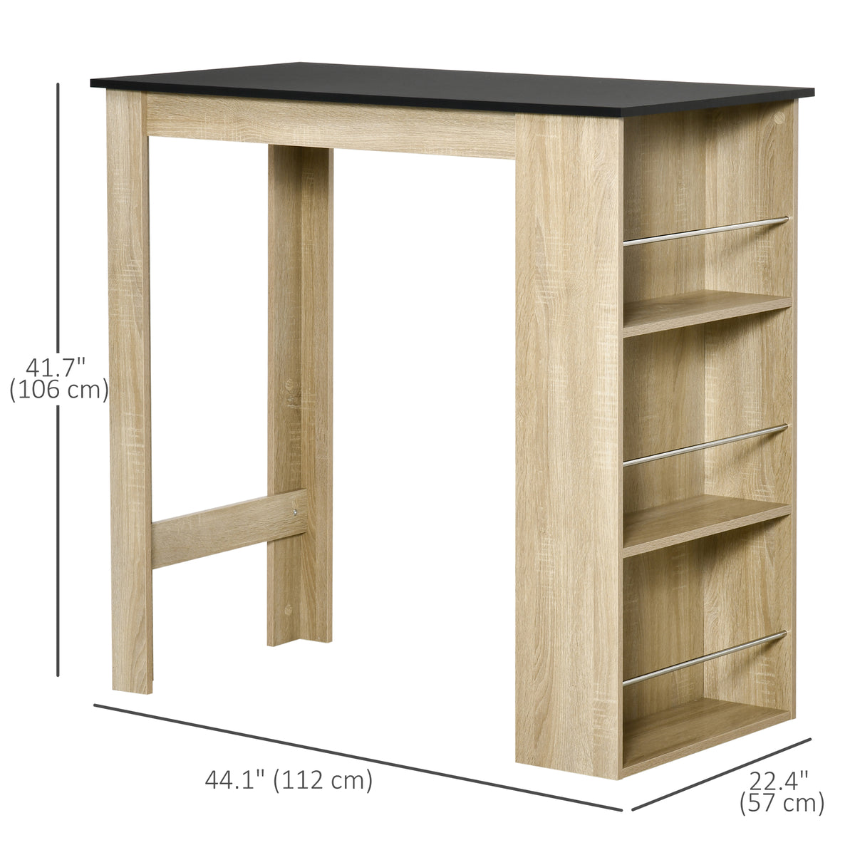 Bar table counter height 3 storage shelves