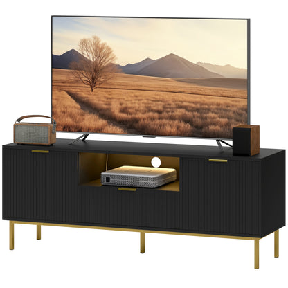 Modern TV Stand with RGB LED Lighting and Storage
