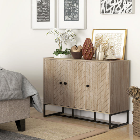Modern wooden sideboard with chevron doors
