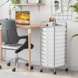 Chrome Steel Rolling Storage Cart with 10 Drawers