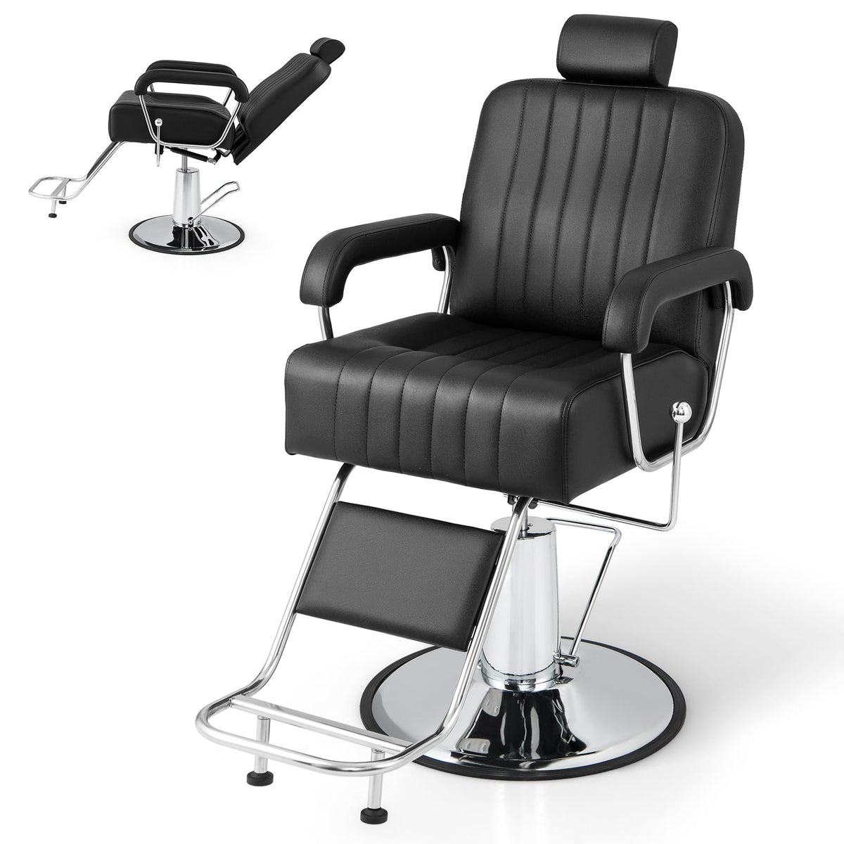 Chaise de barbier hydraulique pivotante inclinable