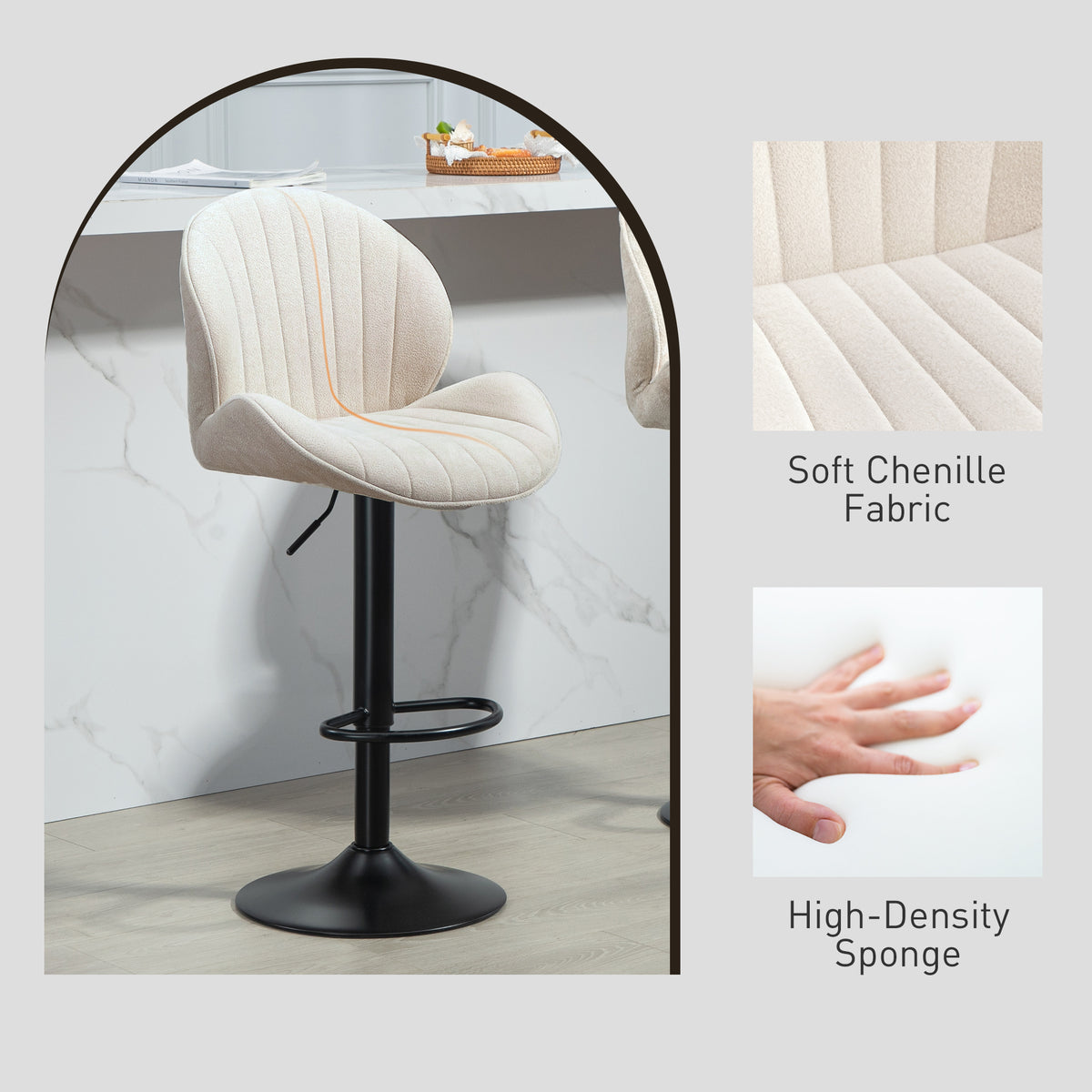 Swivel Bar Stools Adjustable Height Set of 2