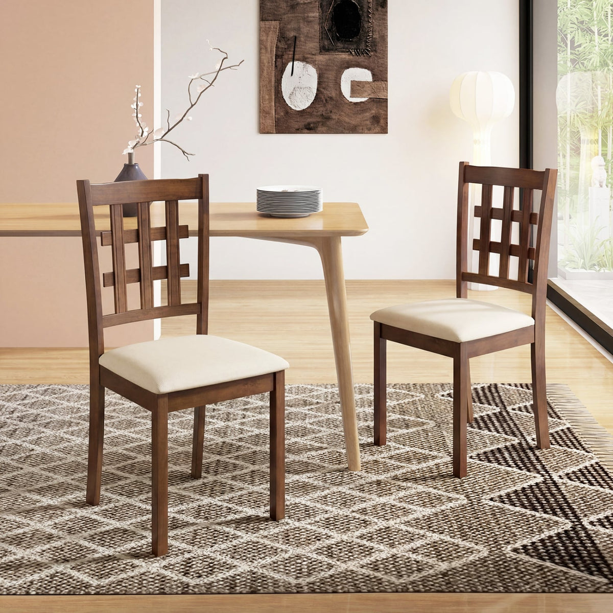 Chaise de salle à manger en bois similicuir — Lot de 2
