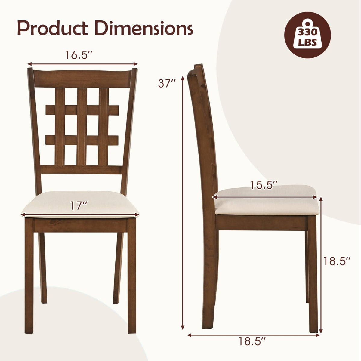 Chaise de salle à manger en bois similicuir — Lot de 2