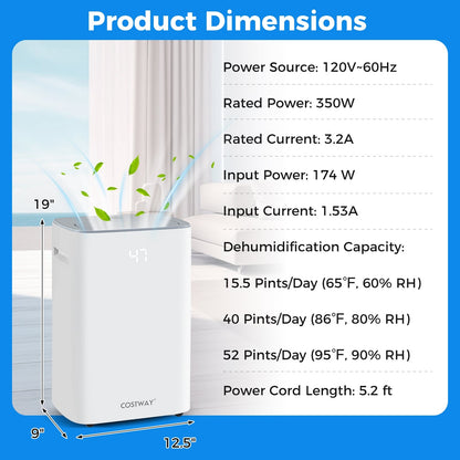 Déshumidificateur intelligent de 25 L pour sous-sol