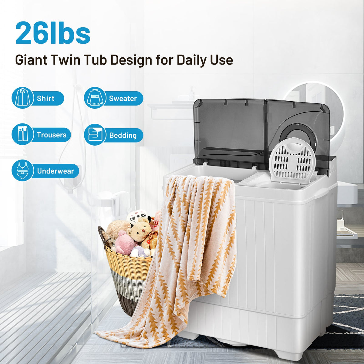 Laveuse et sécheuse compactes combo semi-automatiques 12 kg
