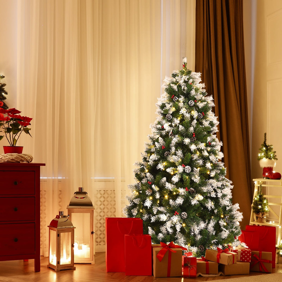 Arbre de Noël artificiel enneigé lumineux 183 cm