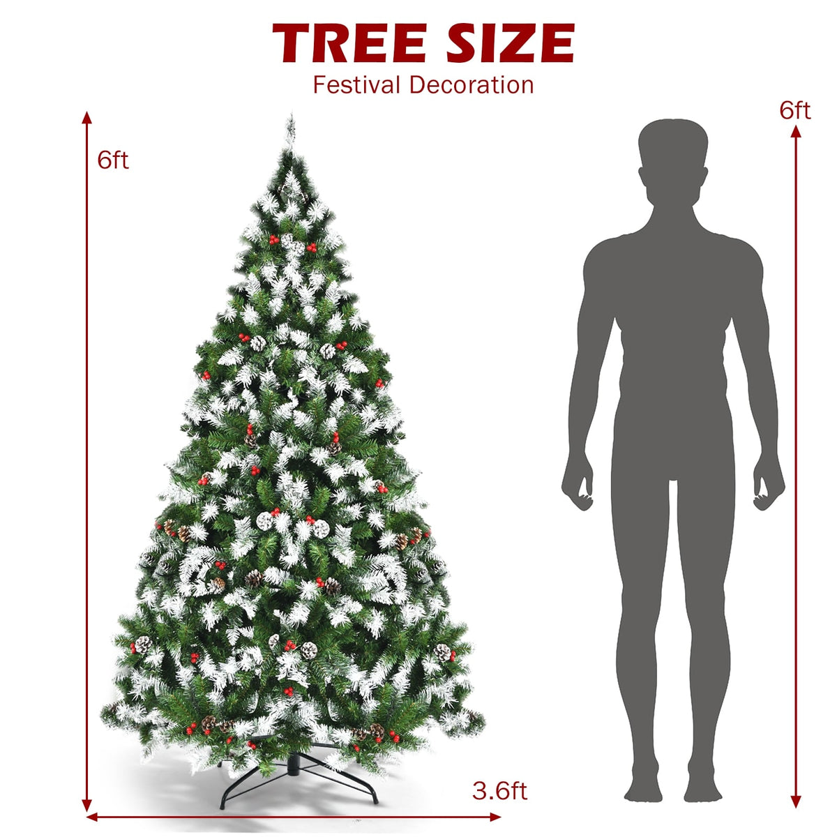 Arbre de Noël artificiel enneigé lumineux 183 cm