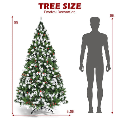 Arbre de Noël artificiel enneigé lumineux 183 cm
