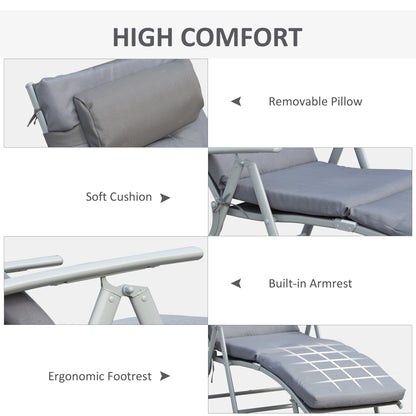 Folding Outdoor Chaise Lounger 7-Position Adjustable with Cushion