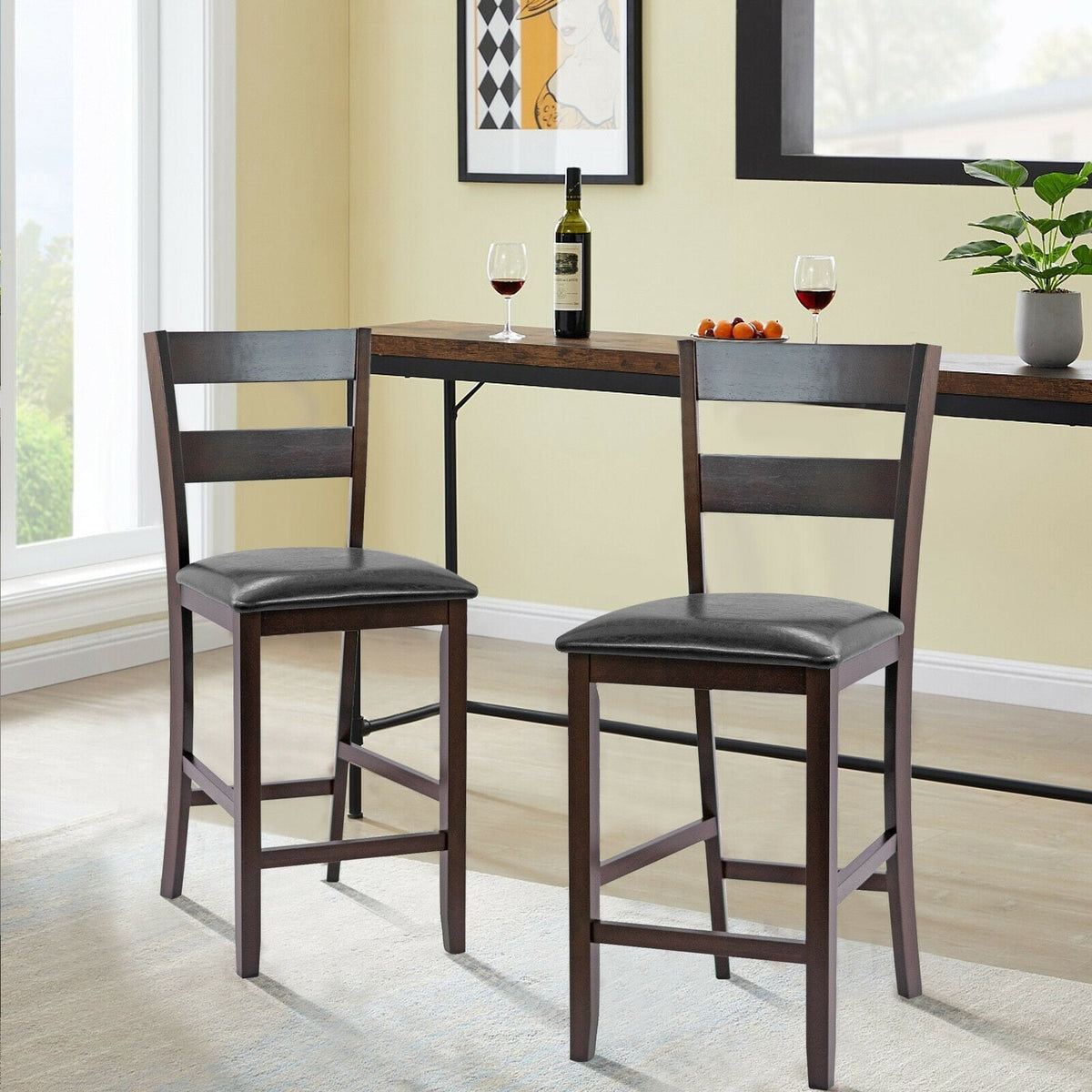 Tabourets de comptoir en cuir PU — Lot de 2