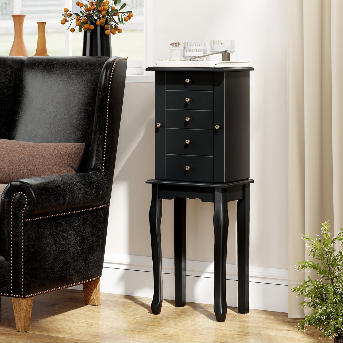 Armoire à bijoux sur pied avec miroir