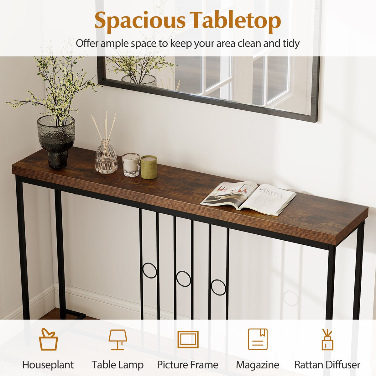 Table console industrielle 140 cm à base en H